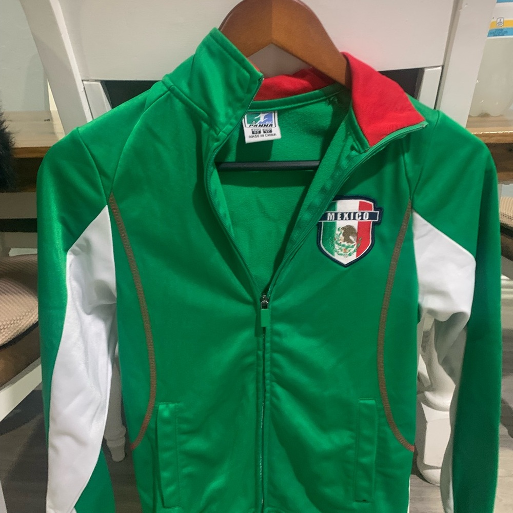 Anna Green and White Kids Mexico Hoodie
